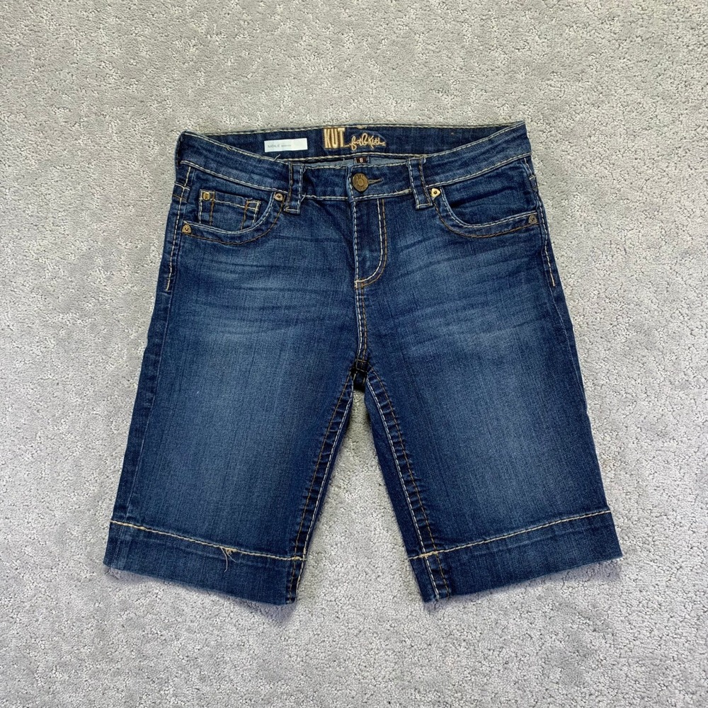 Kut from the Kloth Denim Short Womens 8 Natalie Bermuda Dark Wash Stretch Y2k